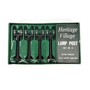 Dept 56 Heritage Village Battery Operated Lamp Posts - New In Box - Set of Four